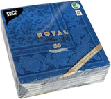 50 servetter "ROYAL Collection" 1/4-faldig 40 Cm X 40 Cm mörkblå "Ornaments"