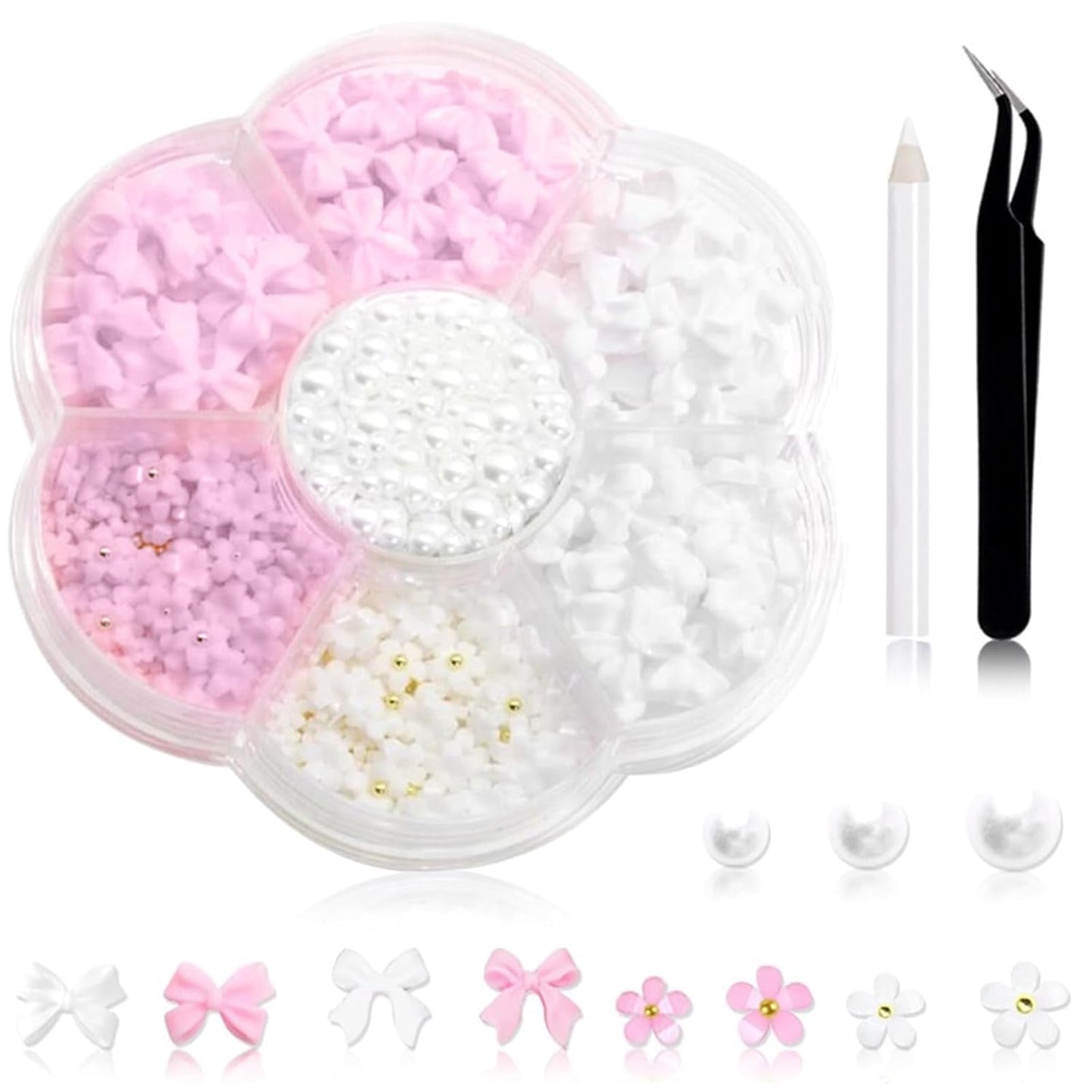1 Karton Nail Art Charms, 3D Flowers Nagelkunst Charms, Acryl Blumen Nagel Strass Mit Ornamenten, Nagel Edelsteine, Nagel Zubehör Für Mädchen, Nagelkunst Dekoration, DIY Handwork Nail Design