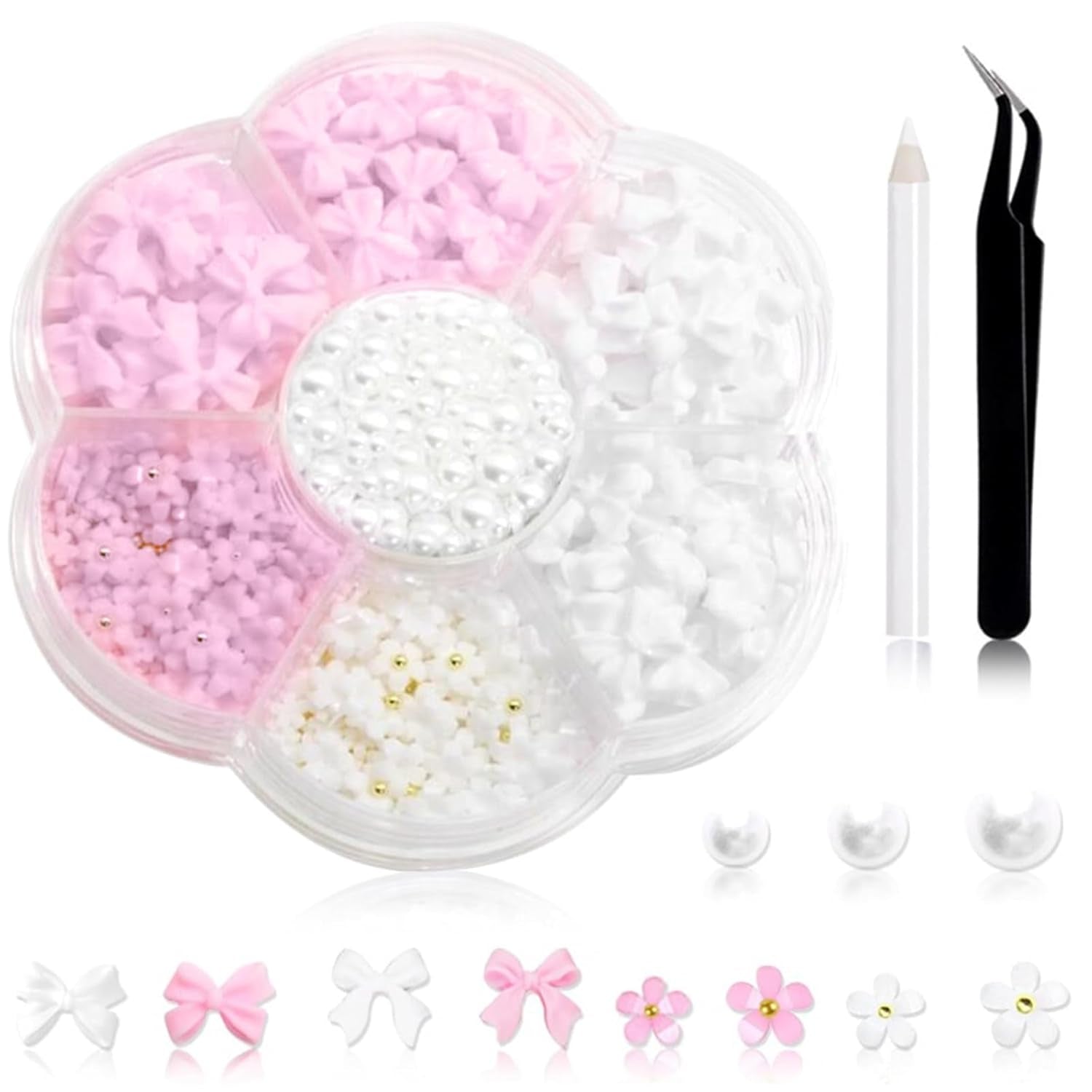 1 Karton Nail Art Charms, 3D Flowers Nagelkunst Charms, Acryl Blumen Nagel Strass Mit Ornamenten, Nagel Edelsteine, Nagel Zubehör Für Mädchen, Nagelkunst Dekoration, DIY Handwork Nail Design