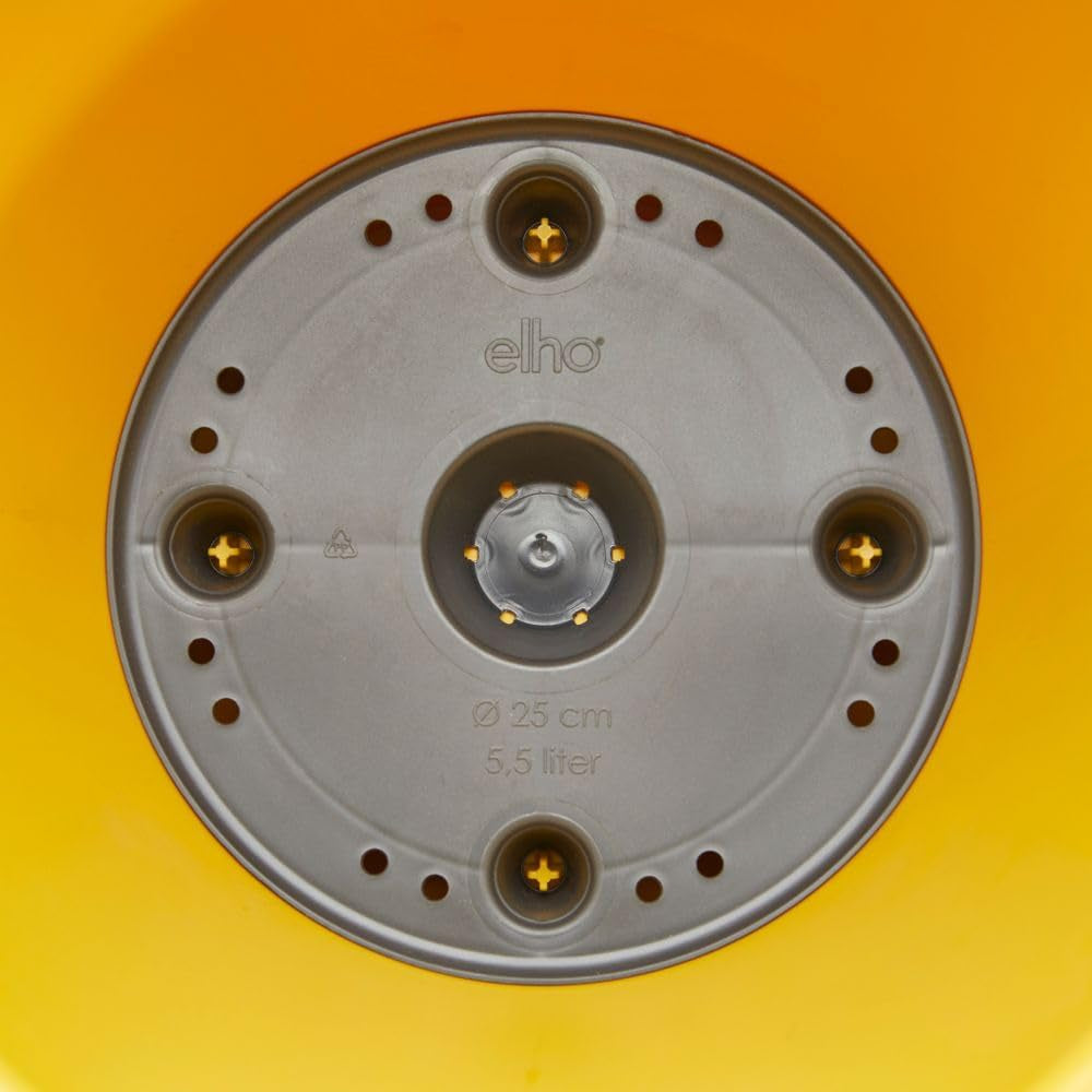 elho Loft Urban Round 40 - Blomkrukor utomhus - 100% återvunnen plast - Ø 38,5 x H 35,3 cm - Gul/Ocher