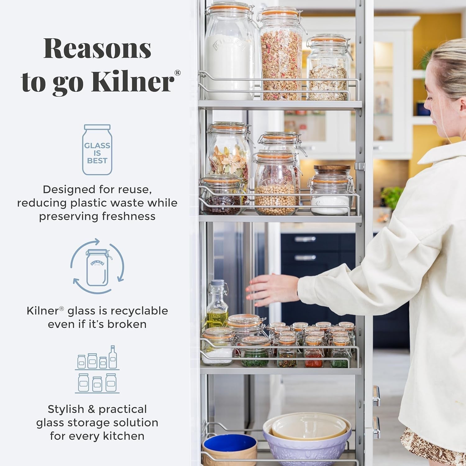 Kilner frukostburk med sked / 350 ml, Ø 9,5 cm / 5 st | takeaway müslikopp / giftfri / glasbehållare med lock för müsli, gröt och yoghurt / havrebehållare över natten Naty Shop Matförvaringslådor