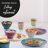 Moritz & Moritz COPA 16-tlg Geschirrset 4 Personen - Elegantes Teller Set från hohrstandigem Steinzeug - Geschirr Set 4 Personen från je 4x Dinnerteller, Dessertteller, Müslischale & Kaffeebecher