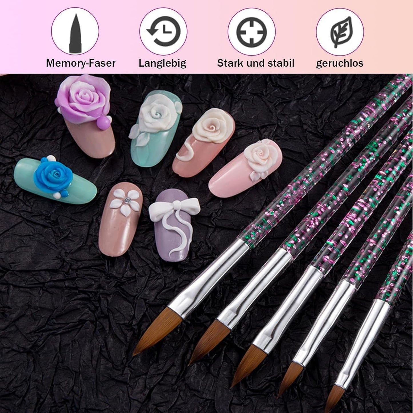 31 Stück Professionelle Nagel Pinsel Set, Dual-Ended Nagelpinsel, Pinsel Für Gelnägel, Acrylic Nagel Art Penna, Nail Art Dotting Tools, Nail Brush Für DIY Nagelkunst Salon Design