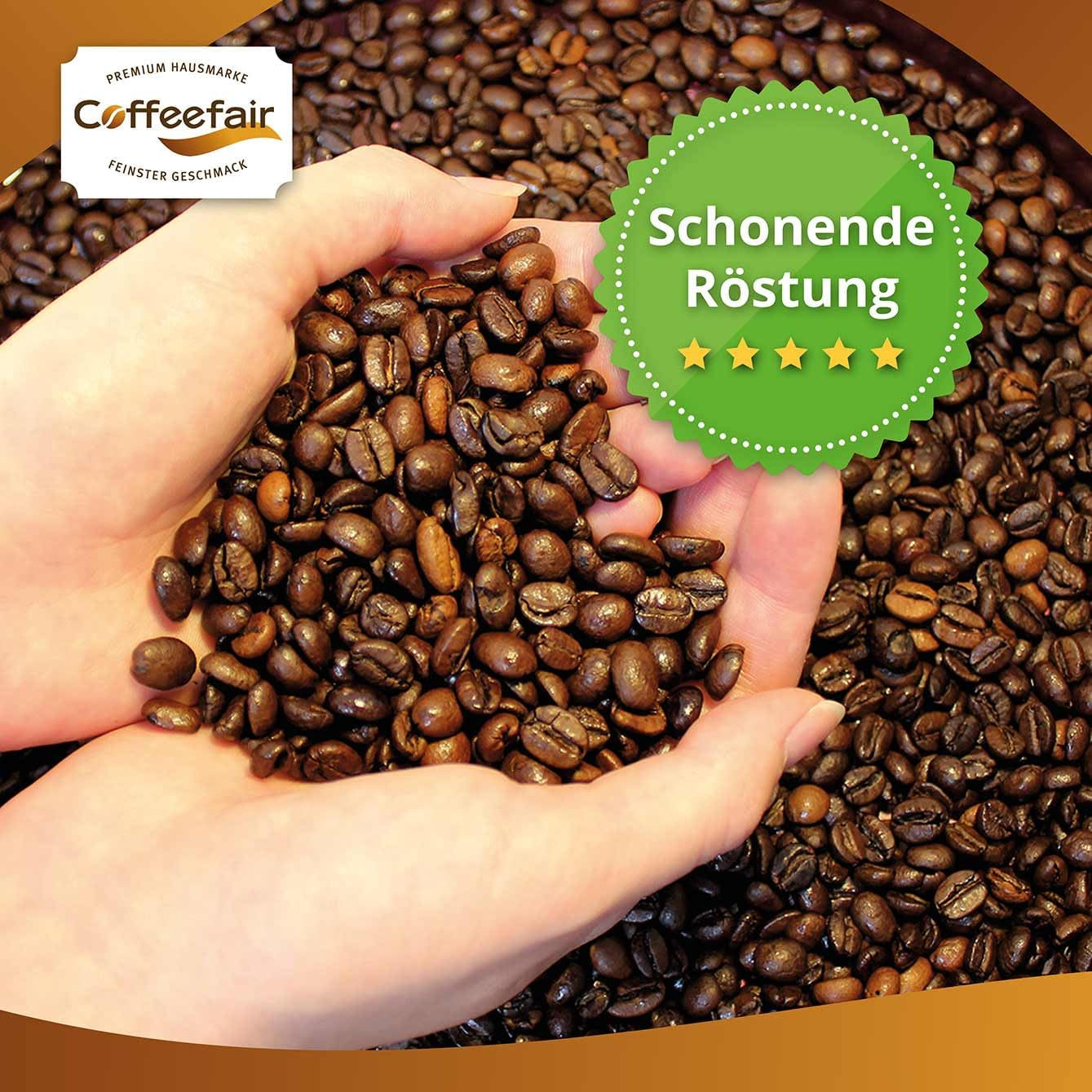 Coffeefair Cafe Creme Kaffeebohnen i Barista Qualität - 1 kg för Kaffeevollautomaten, Mischbohne för Kaffee eller Espresso verwendbar, schonende Trommelröstung