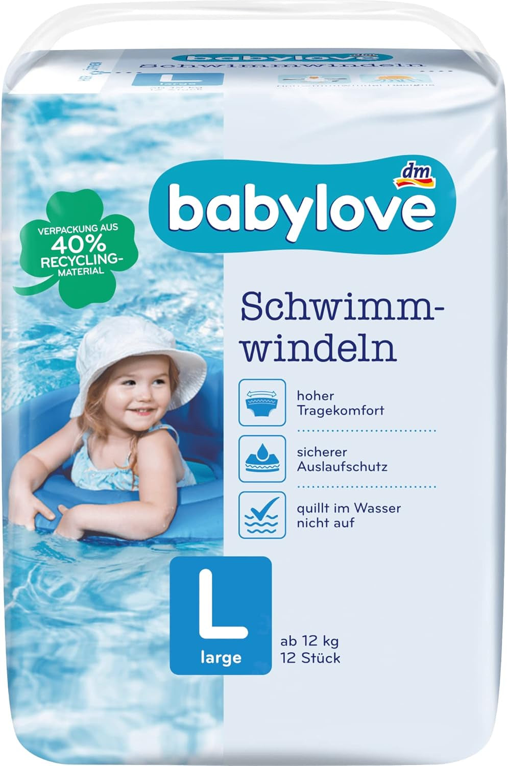 Badblöjor storlek L (10 - 14 kg), 12 st
