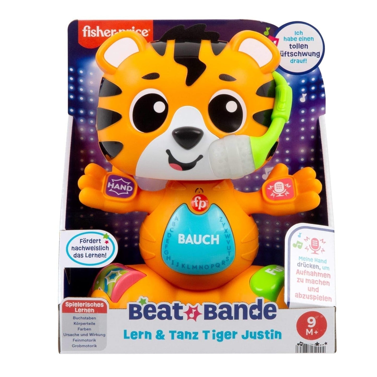 Fisher-Price Baby and Toddler Beat Bande Lern & Tanz Tiger Justin Educational Toy with Sounds and Lights for babys 9 months and up, German Edition, HYL31 Baby Toys Naty Shop
