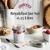 Kilner frukostburk med sked / 350 ml, Ø 9,5 cm / 5 st | takeaway müslikopp / giftfri / glasbehållare med lock för müsli, gröt och yoghurt / havrebehållare över natten Naty Shop Matförvaringslådor