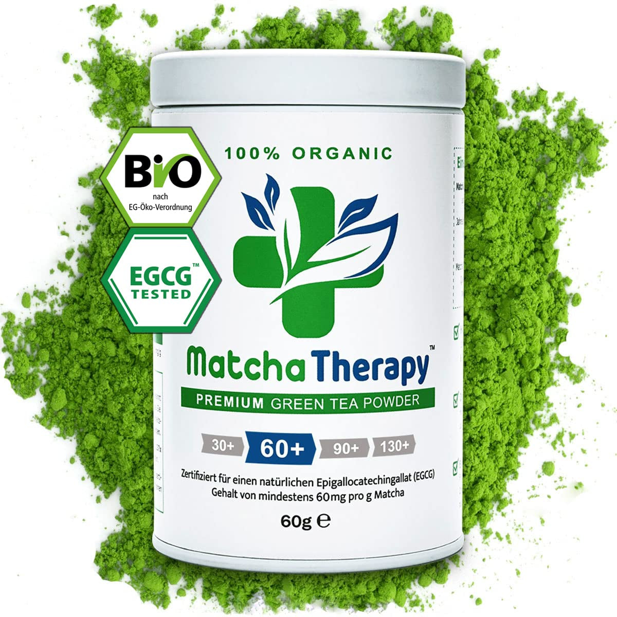 Matchaterapi 30+ | Ekologiskt Matcha-tepulver | 60 g | Med ett verifierat innehåll på minst 30 mg/g katekin EGCG | Stödjer immunförsvaret och energinivåer | Ceremoniell kvalitet | Grönt te från Japan