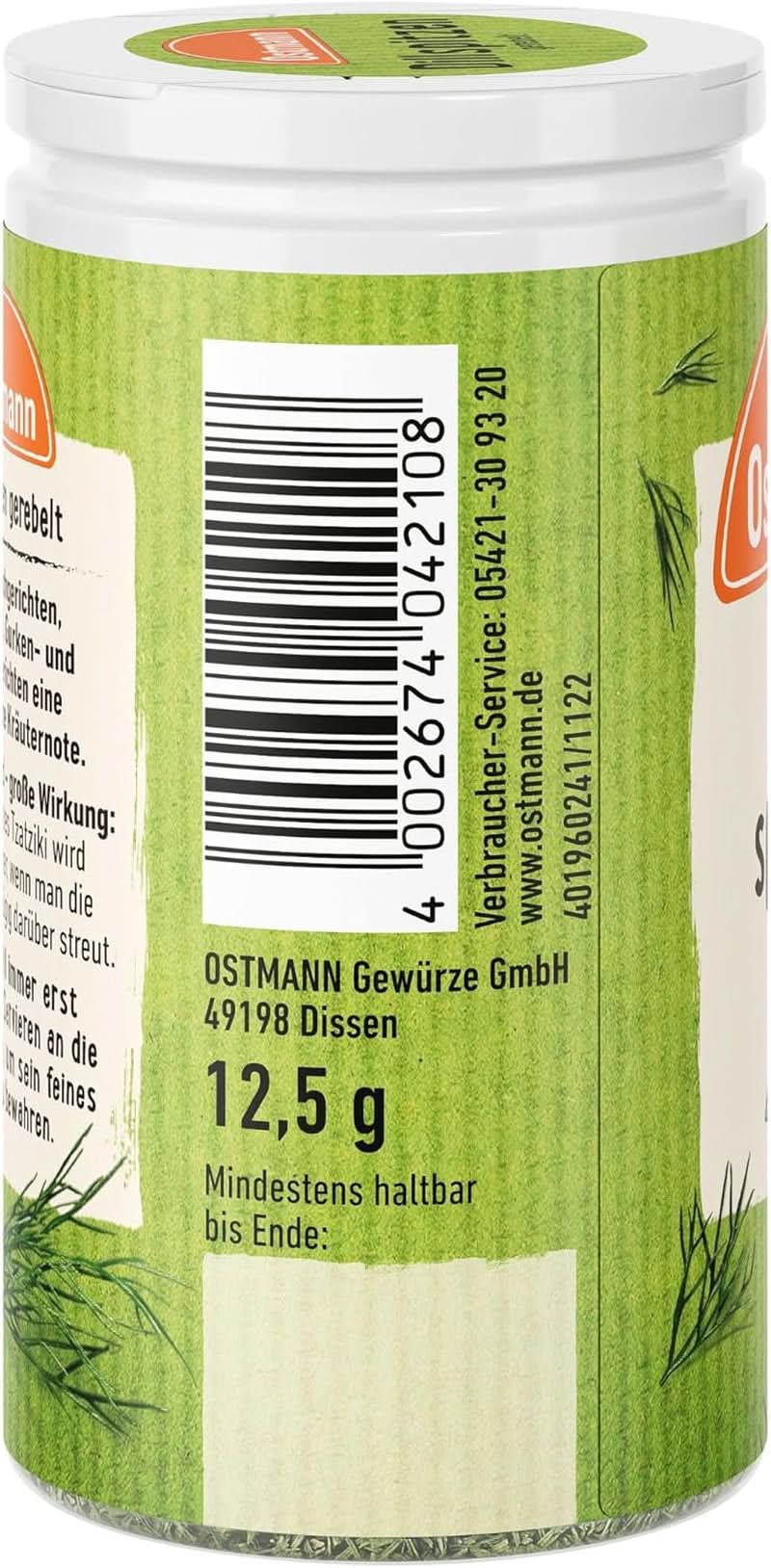 Ostmann - dill, hackad, 12,5 gram Condimente Naty Shop