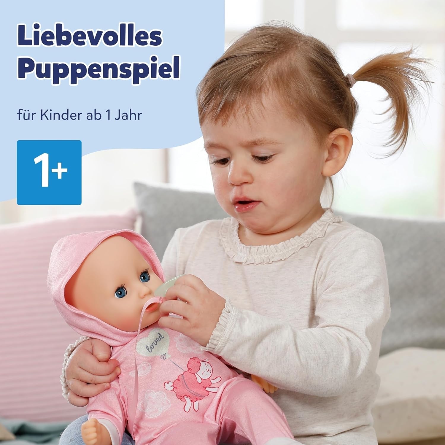 BABY Born Hannah Play with Me - Babydocka med 5 funktioner - Mjuk materialkropp inklusive tillbehör - 36 cm docka - Batteridriven - Lämplig för barn från 1 år