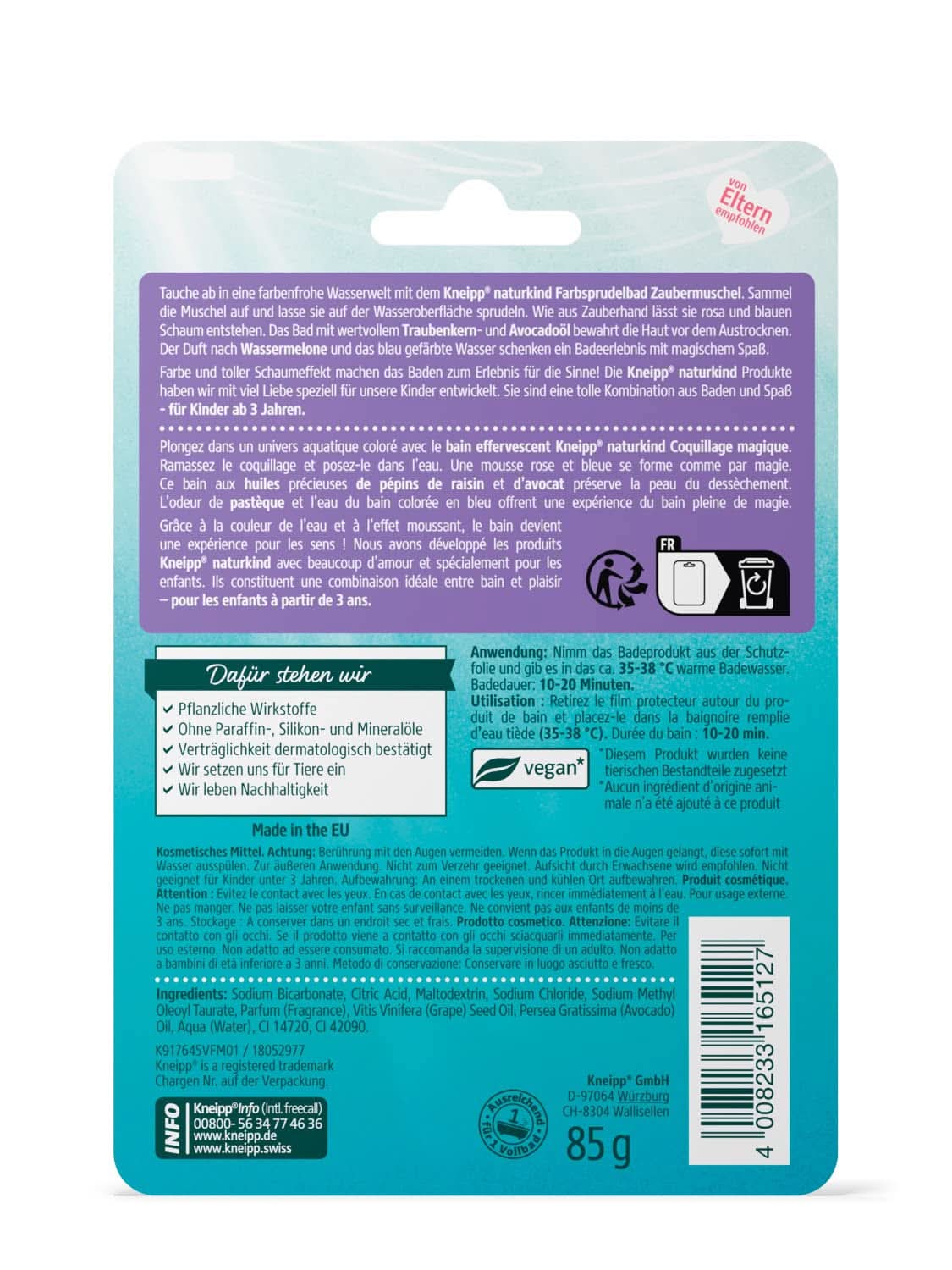 Kneipp Naturkind, badtillsats med värdefull druvkärneolja och avokado - flytande skal med melonsmak för magiskt nöje i badet - 1 st. Naty Shop dusch och bad
