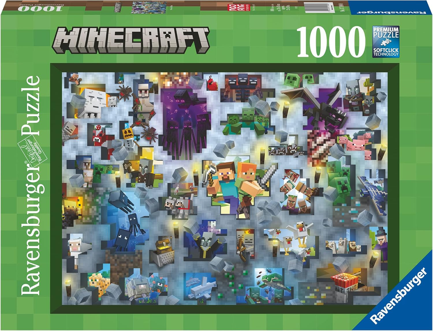 Ravensburger Puzzle 12000422 - Minecraft Mobs - 1000 bit Minecraft Pussel för vuxna och barn 14+ Pussel Naty Shop Pixelated