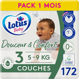 Douceur Naturelle – Storlek 3 blöjor (5-9 kg) 1 månadsförpackning – 172 blöjor