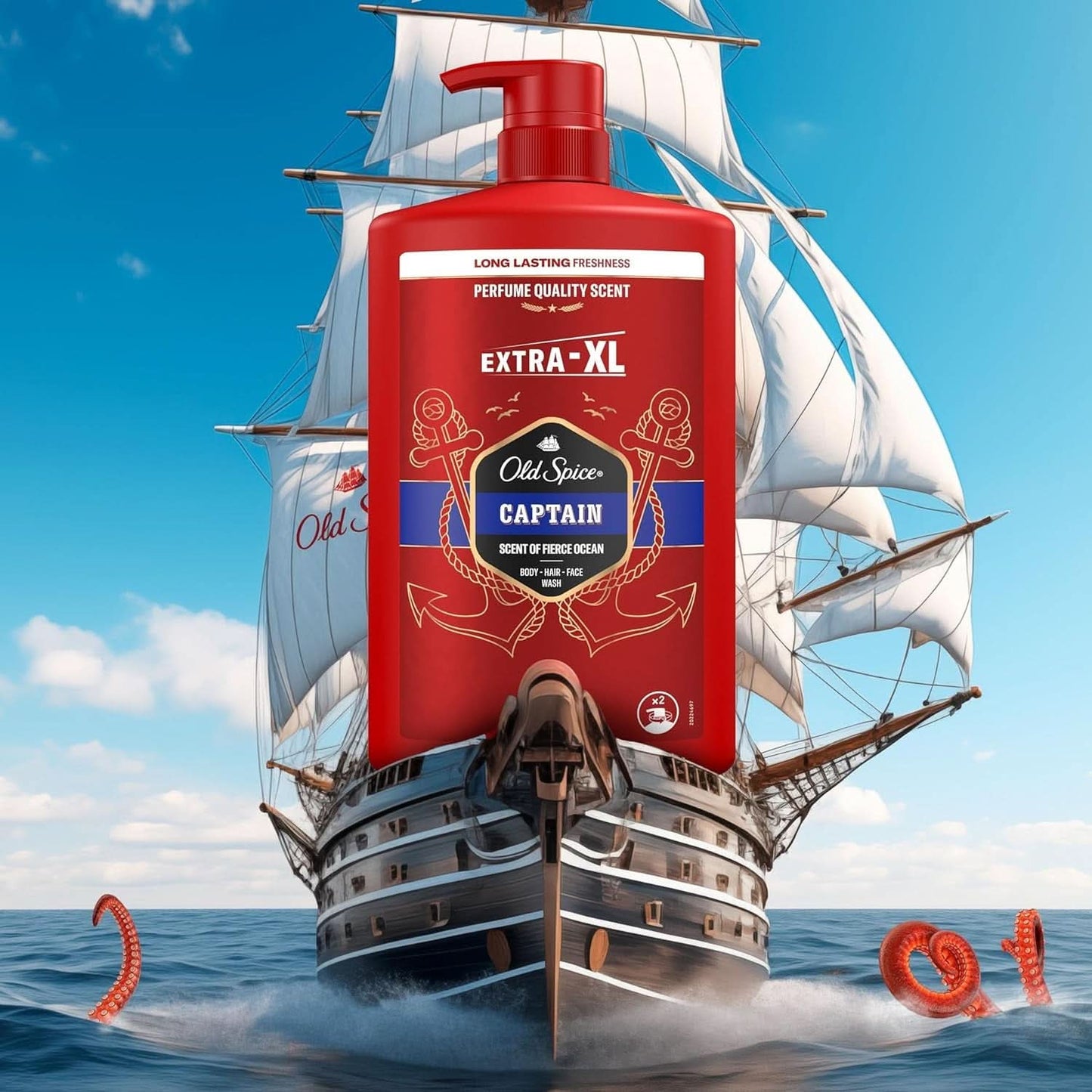 Old Spice Captain 3-i-1 duschgel och schampo för män, 1 liter dusch & bad Naty Shop