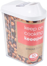keeper hällbox för torra förråd, steglöst justerbart doseringslock, plast, 500 ml, 8 x 4,5 x 15 cm, Paola, vit Matförvaringslådor Naty Shop 500 Ml