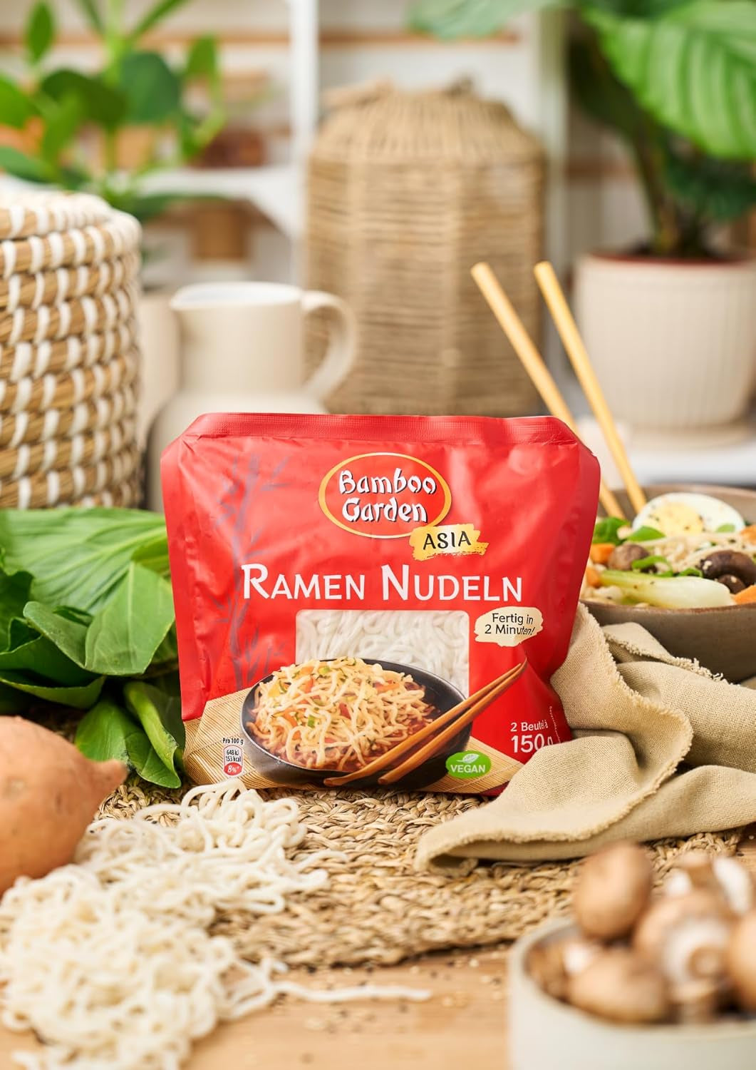 Bamboo Garden - Förkokta Ramen Nudlar | Klar på 2 minuter | Veganer | 300g i en påse