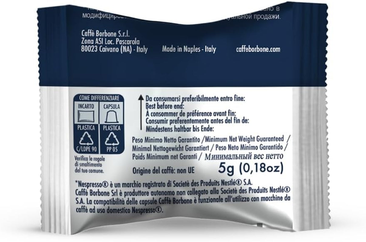 Caffè Borbone Respresso, Light Coffee Mixture, 50% Weniger Kaffein als die Blue Mischung - 50 Kapseln - Kompatibel med Nespresso®* Haushalts-Espressomaschinen
