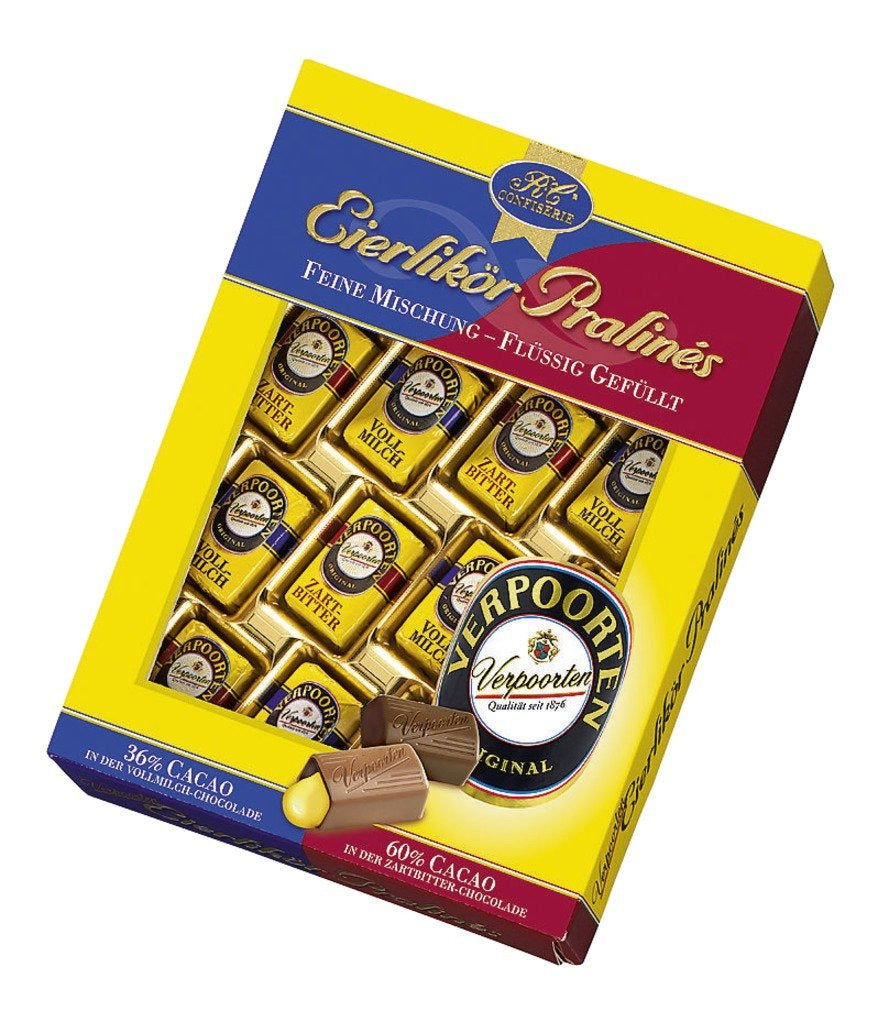 RCP Verpoorten äggnötspraliner – 2 x 160g – Blandning av mjölk och mörk choklad alkoholhaltiga praliner med flytande fyllning