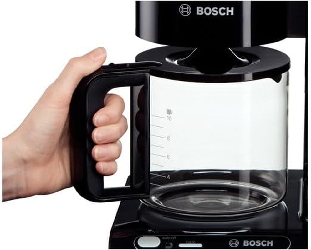 Bosch Styline TKA8013 Filter Espressomaskin, Aromsensor, 1,25 L Aroma Konserverande glaskaraff, 10-15 koppar, Automatisk avstängning, Avkalkningssystem, Anti-droppsystem, Roterande Filterhållare, 1160W, Svart