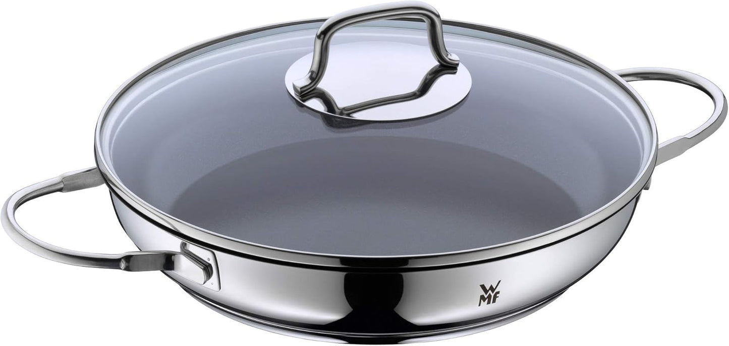 WMF Devil induktionsgryta 26 cm med glaslock, Cromargan-belagt rostfritt stål, keramisk beläggning, ugnsfast grytor och stekpannor Naty Shop Standardtitel