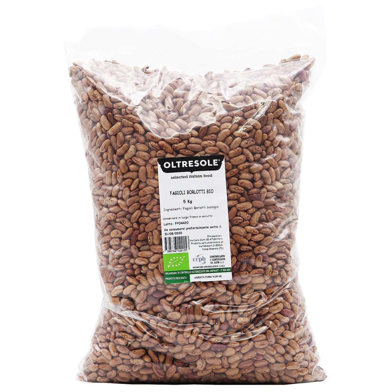 , Ekologiska borlottibönor 5 kg, ekologiska torkade baljväxter från kontrollerad odling, Spannmål Naty Shop Standardtitel
