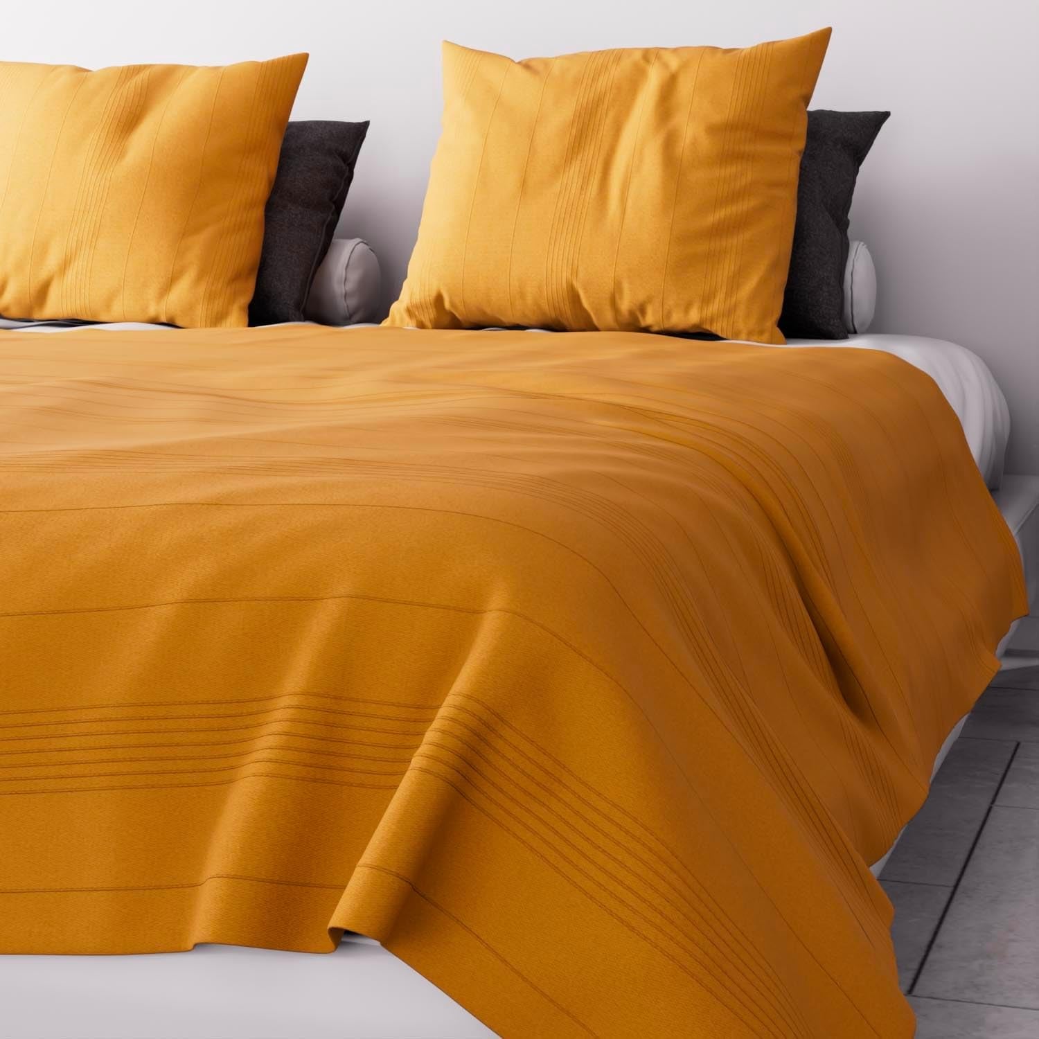 Soleil D'Ocre Adele, Sicksacköverdrag, Slängt från soffan, Polycoton, Blå, 220 X 240 Cm Täcken och täcken Naty Shop Gul 220 X 240 Cm