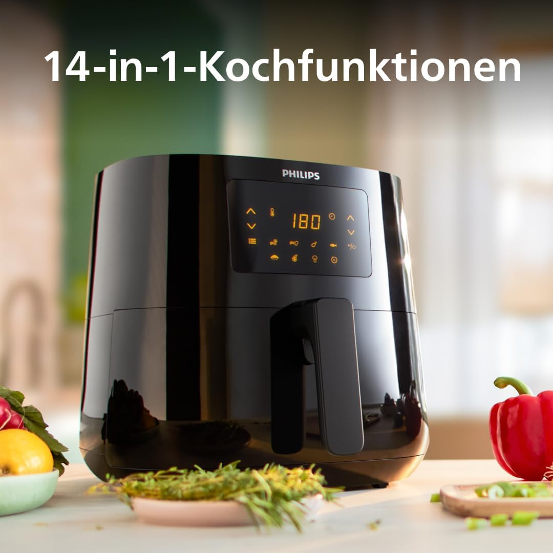 Philips 3000Er Airfryer XL - Rapid Air-teknik, stekning med upp till 90 % mindre fett, kapacitet 1,2 kg, 6,2 liter, pekskärm Vitvaror Naty Shop