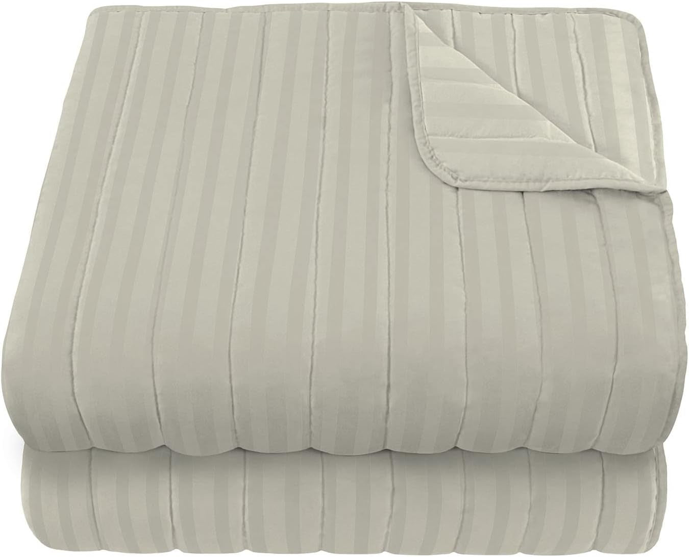 Sommartäcke Satin Stripes, polyester, kräm, 260X250 Cm Täcken och täcken Naty Shop