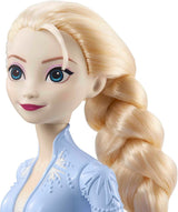 Mattel Disney Princess Elsa Doll, Ice Queen Doll i resedräkt, kammat blont hår, mobil, utdragbar kjol och stövlar, Disney presenter, 3 år gamla leksaker, HLW48 Naty Shop Dolls