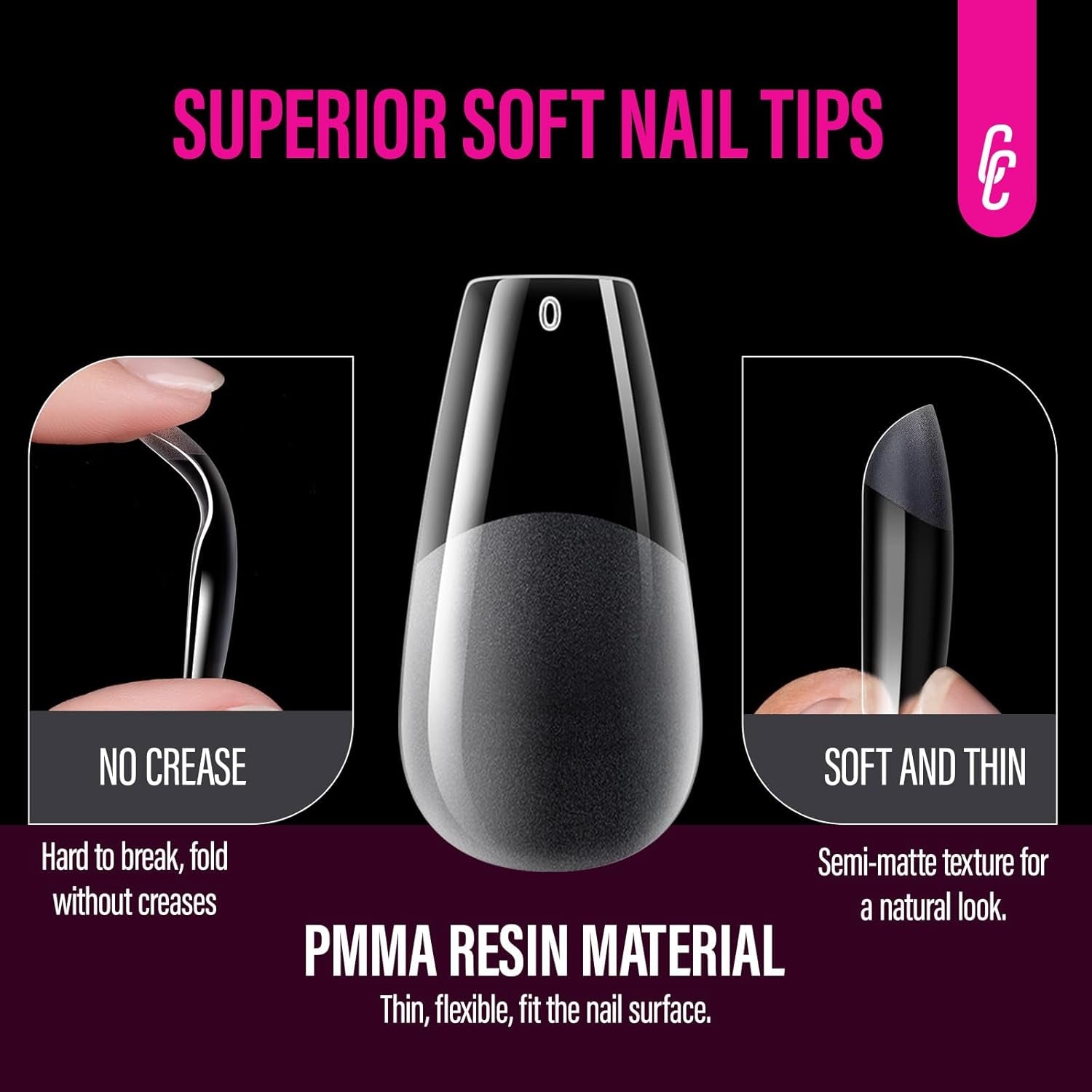 504st Ballerina Medium Gel Nageltyper: Gel Nail Tips PMMA False Nails Nagelförlängningar Konstgjorda naglar 12 storlekar