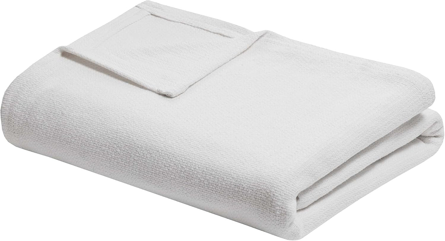 Madison Park Freshspun Wicker Twin Grå bomullsfilt Sängar och filtar Madison Park King krämfärgad