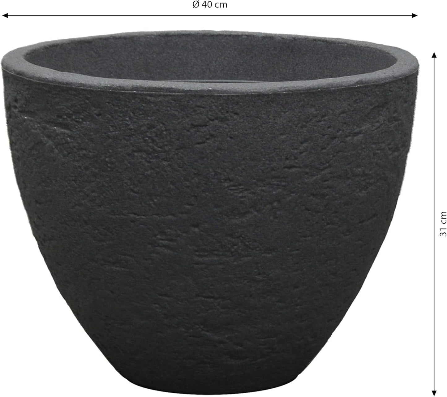 Dehner Stenkruka, Ø 40 cm, höjd ca. 31 cm, plast, antracit