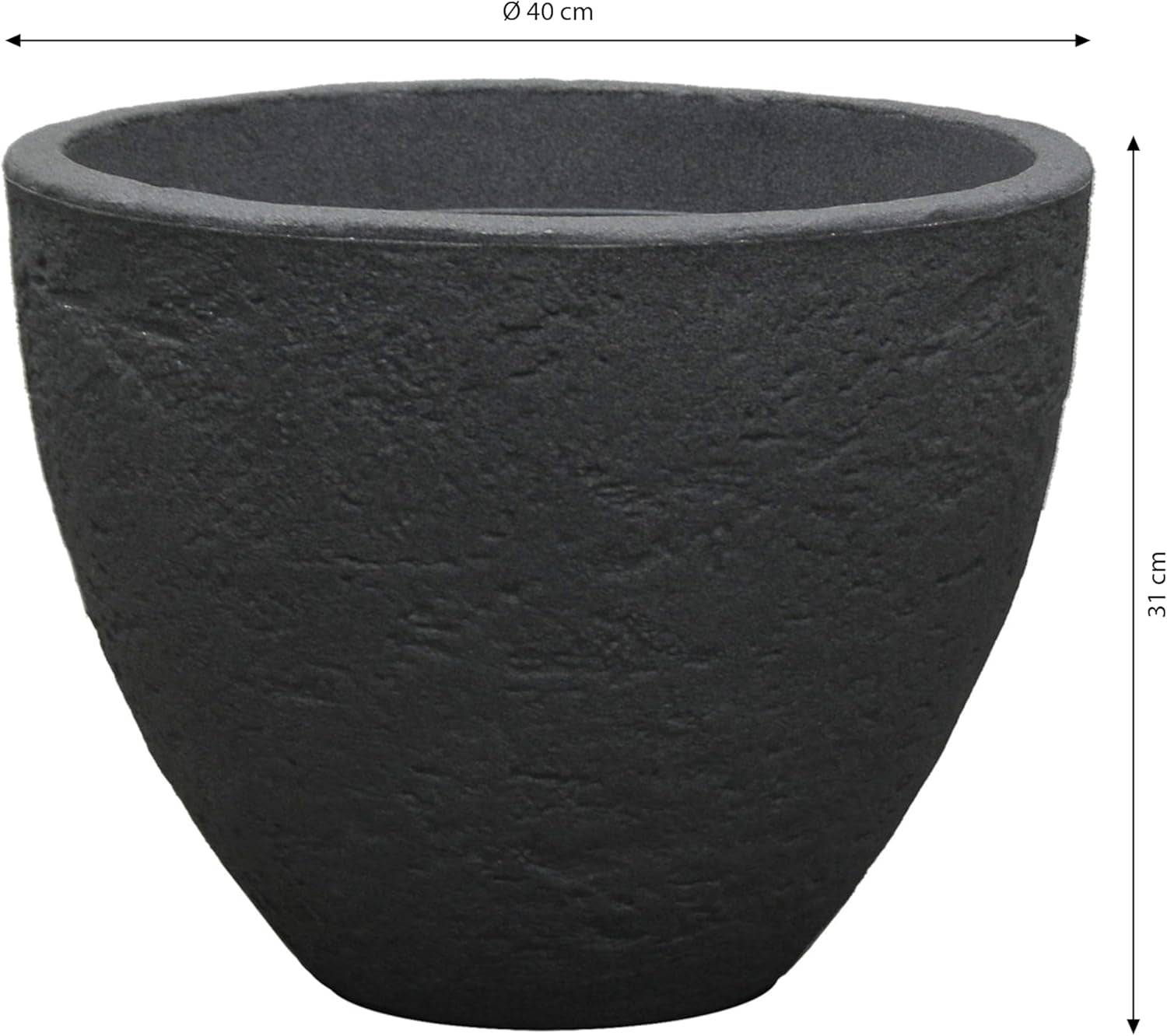 Dehner Stenkruka, Ø 40 cm, höjd ca. 31 cm, plast, antracit