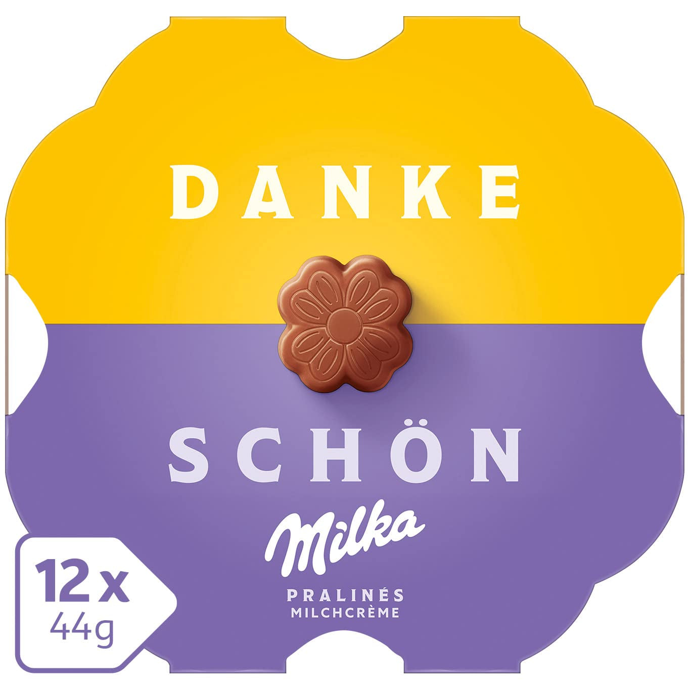 Milka Little Thank You Choklad 12 x 44 g, finmjölkgräddchoklad täckt med alpin mjölkchoklad (pack med 5)