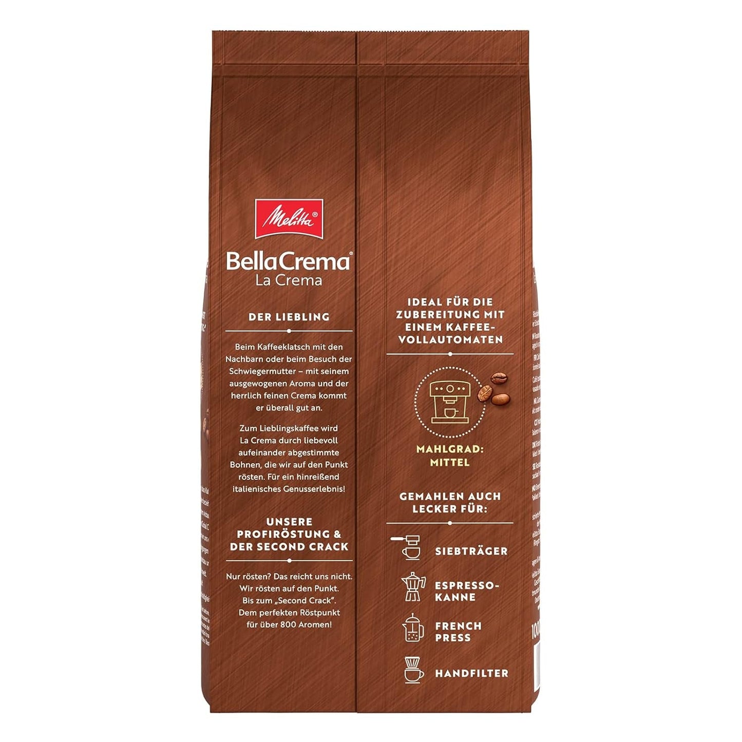 Melitta BellaCrema La Crema kaffebönor 1kg och BellaCrema Decaffeinato koffeinfria kaffebönor 1kg