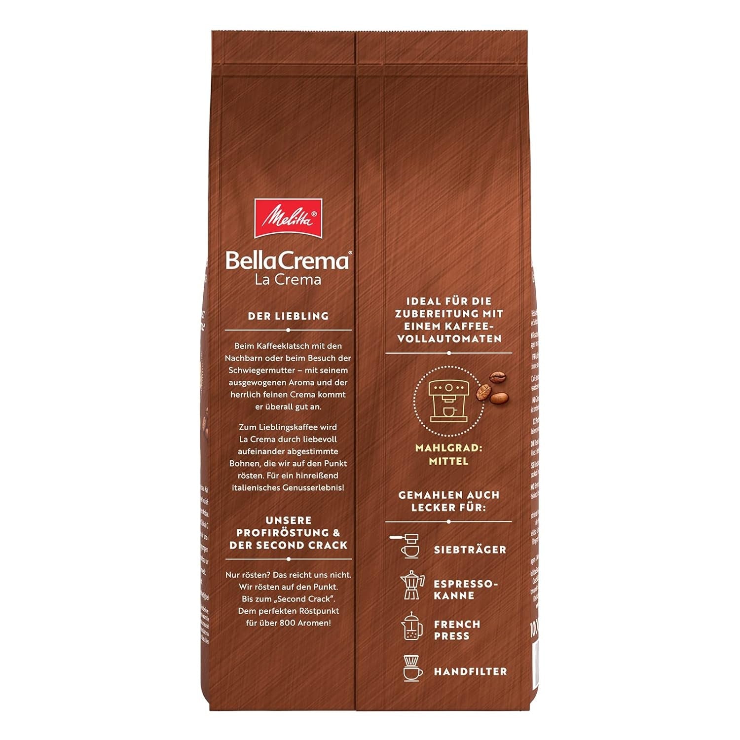 Melitta BellaCrema La Crema kaffebönor 1kg och BellaCrema Decaffeinato koffeinfria kaffebönor 1kg