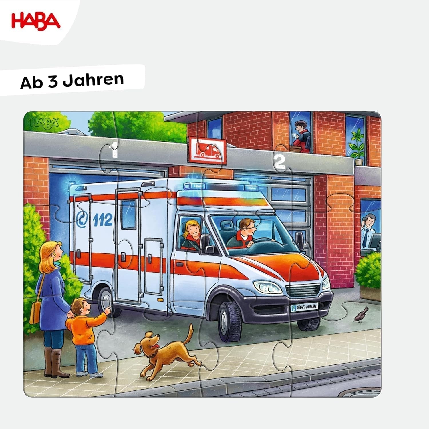 HABA brandkårspussel - 3-delat set för barn från 3 år och uppåt Polis- och ambulanspapppussel - Främjar finmotorik och koncentration - 1302759001 Puzzle Naty Shop