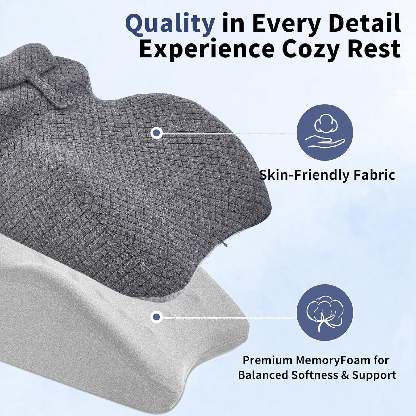 Läskudde - Ryggkudde, Justerbart Nackstöd, Läskudde med Memory Foam för sängen, Ergonomisk Nacke- och Benkudde i ryggen, svankstödskudde
