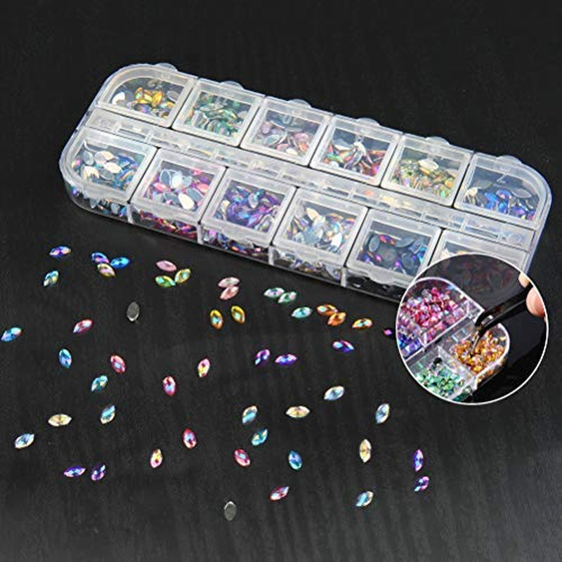Nail Rhinestones med prickverktyg, 3D-nageldekoration, nagelglitterstenset, nagelkonstglitter, nageltillbehör Nageldesign med pincett