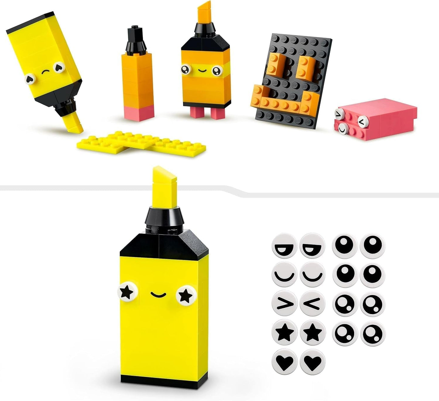 LEGO 11027 Classic Neon Creative Building Set, Brick Box Set, Byggleksak med modeller: bil, ananas, alien, rullskridskor, figurer och mer, för barn från 5 år och uppåt Byggset Besuche den LEGO-Store