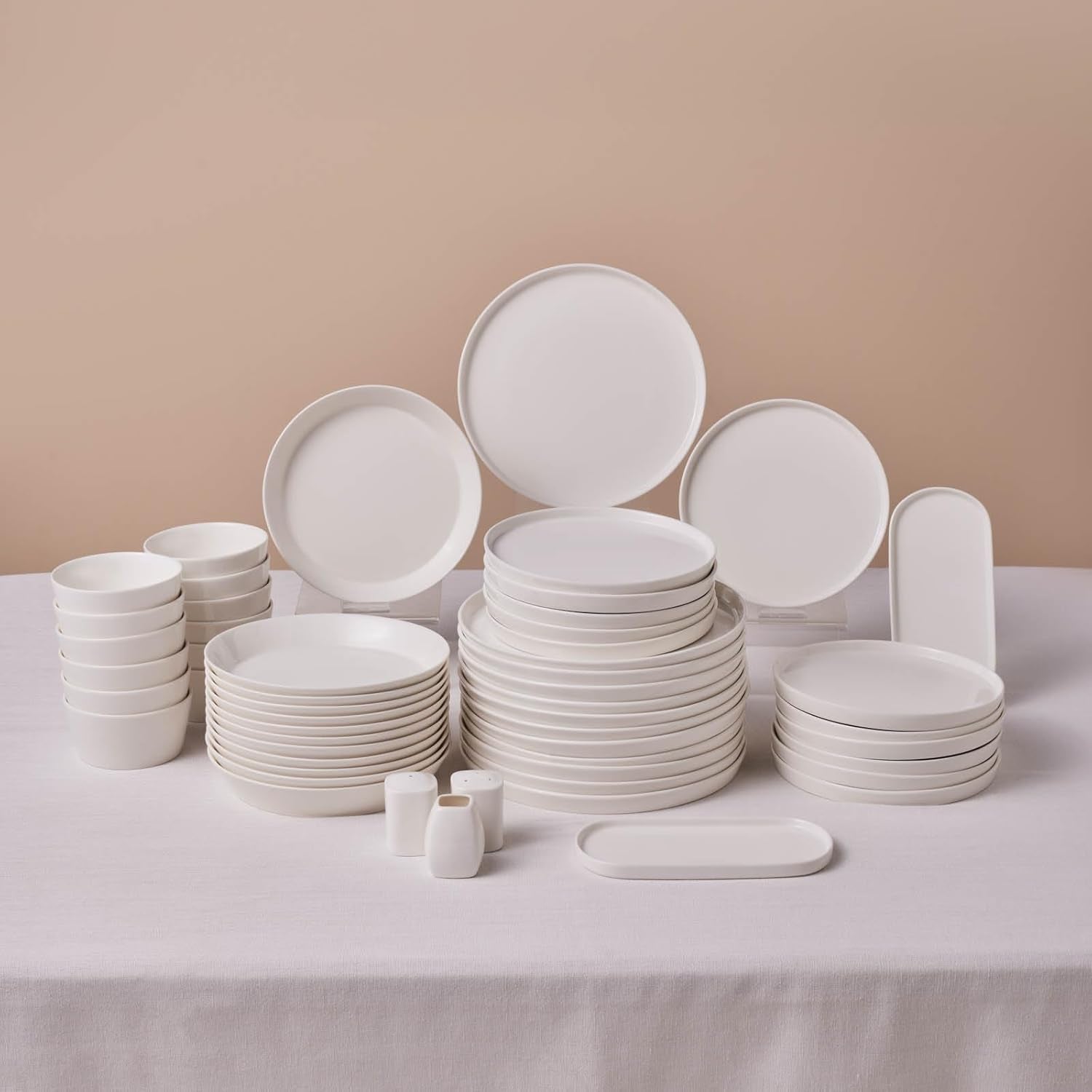 Karaca Stream Bone Bomo 12-personers servisset Elegant fyrkantigt set Elegant vit porslinsservis