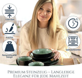 24-delat keramiskt matservis i stengods för 6, Ibiza-design, TESTVINNARE. Ett underbart medelhavsservis med skålar och tallrikar. Pure Living servisset, salviagrön.