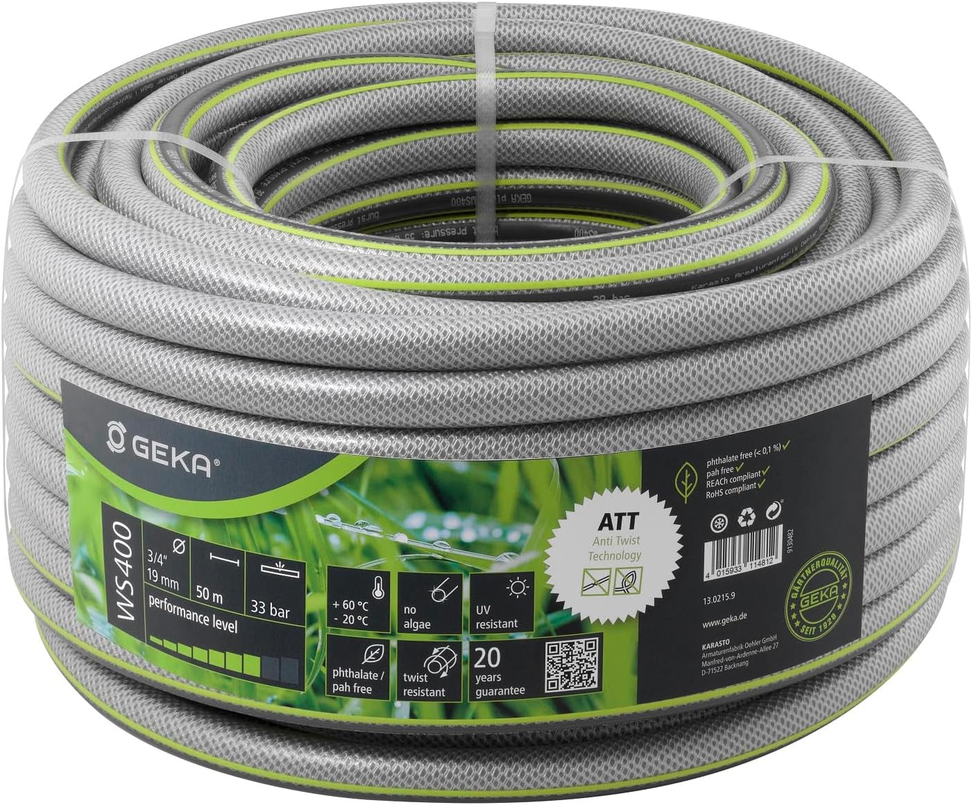 plus vattenslang WS400 (längd ca 25 meter, 5-lagers slangkonstruktion, högkvalitativa material, trycktålig och formstabil) 13.0210.9