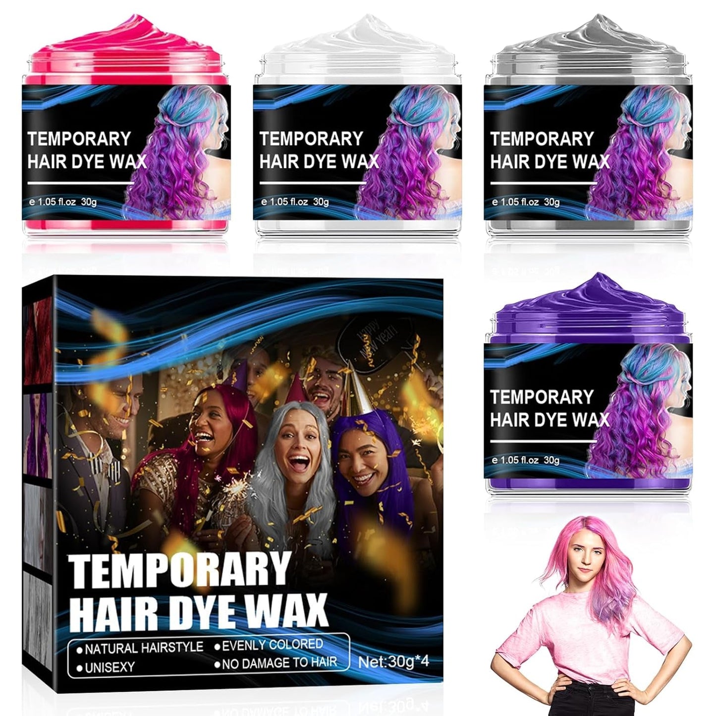 Halloween Tillfällig Hårfärgning 4 Färger Hårfärg Vax Styling Hårton För män Kvinnor Till Halloween Cosplay Party Hårfärgning Naty Shop Standardtitel