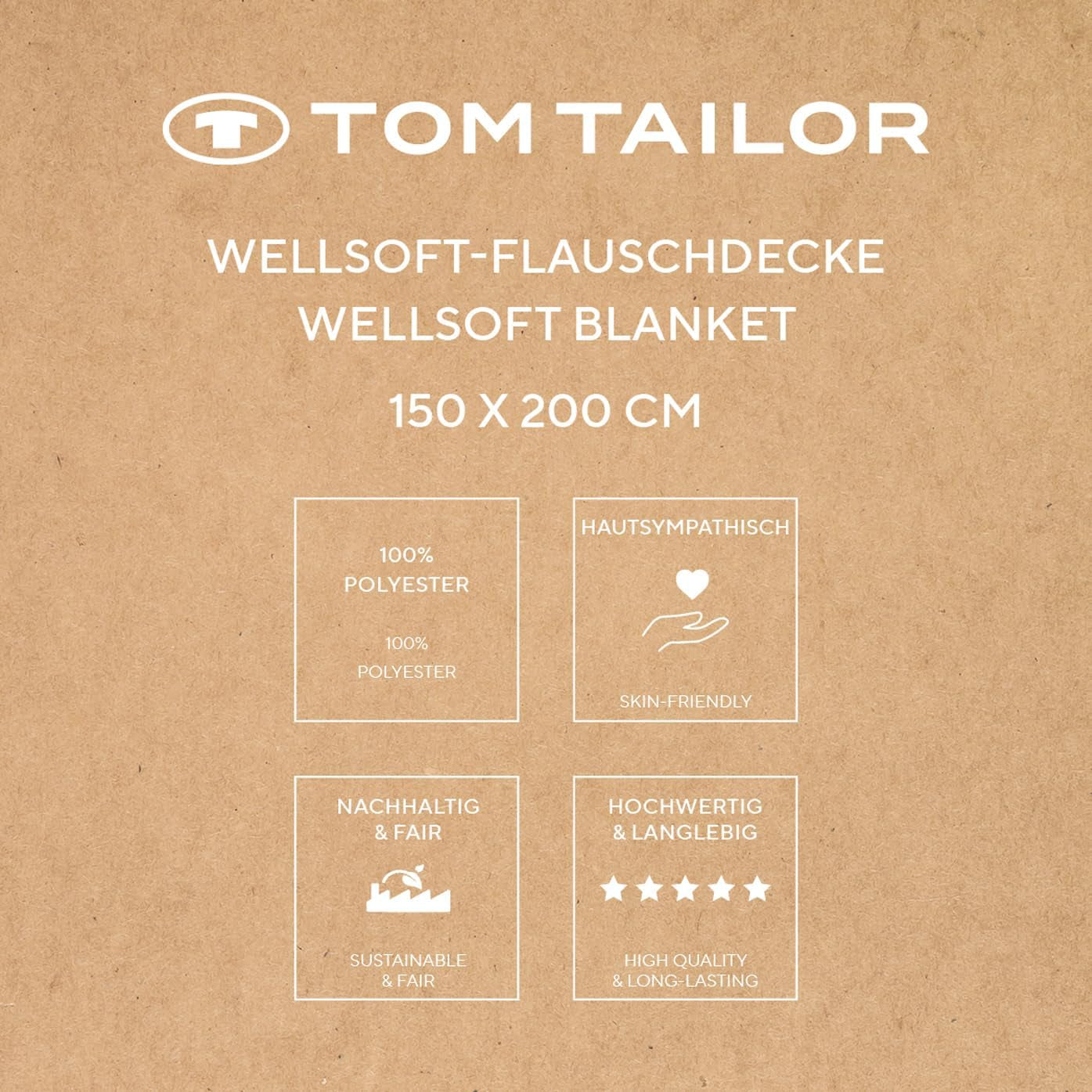 TOM TAILOR Wellsoft Filt, 150X200 Cm, 100% Polyester/ Wellsoft, broderad med logotyp, WELLSOFT BLANKET Orange (Warm Coral) Filtar och täcken Naty Shop