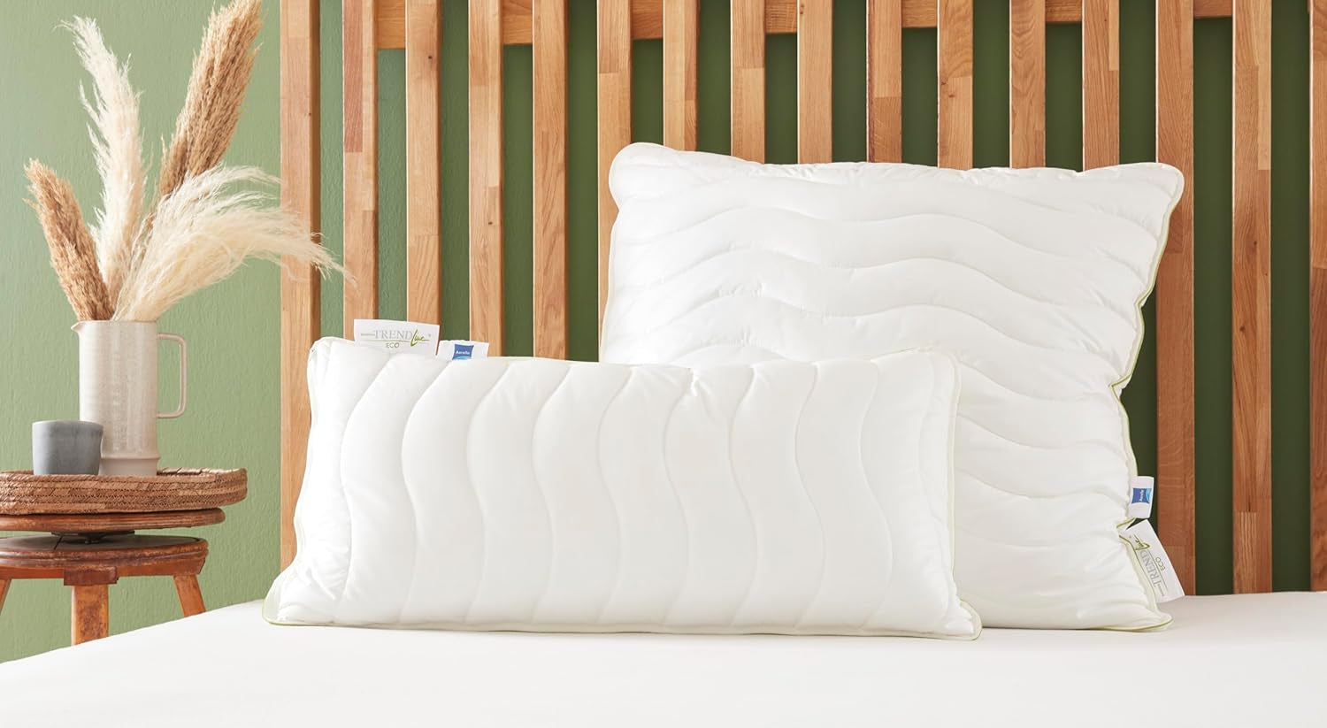 Badenia Trendline Eco Pillow Aerelle Blå 80 X 80 Cm, vit, Oeko-Tex certifierad, tillverkad enligt tysk kvalitetsstandard Naty Shop standardkuddar 80 X 80 Cm
