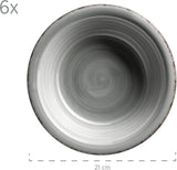 MÄSER servisset för 6, modern vintagelook, 12-delad bordsservering, handmålad, blå, kakel, rökblå (Bel Tempo II)