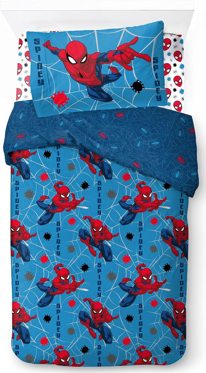 Sängkläder för barn, Disneyfigurer, 100 % bomull Sängkläder - barn Naty Shop Blue - Spiderman 135X200/50X70 (3 delar)