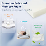 HOMCA Nackkudde Kudde, Memory Foam Ergonomisk kudde 3D kylande kuddfodral för liggande, sidoläge eller liggande position, 62 X 41 X 9,5/12,5 Cm Cervikala ortopediska kuddar Naty Shop