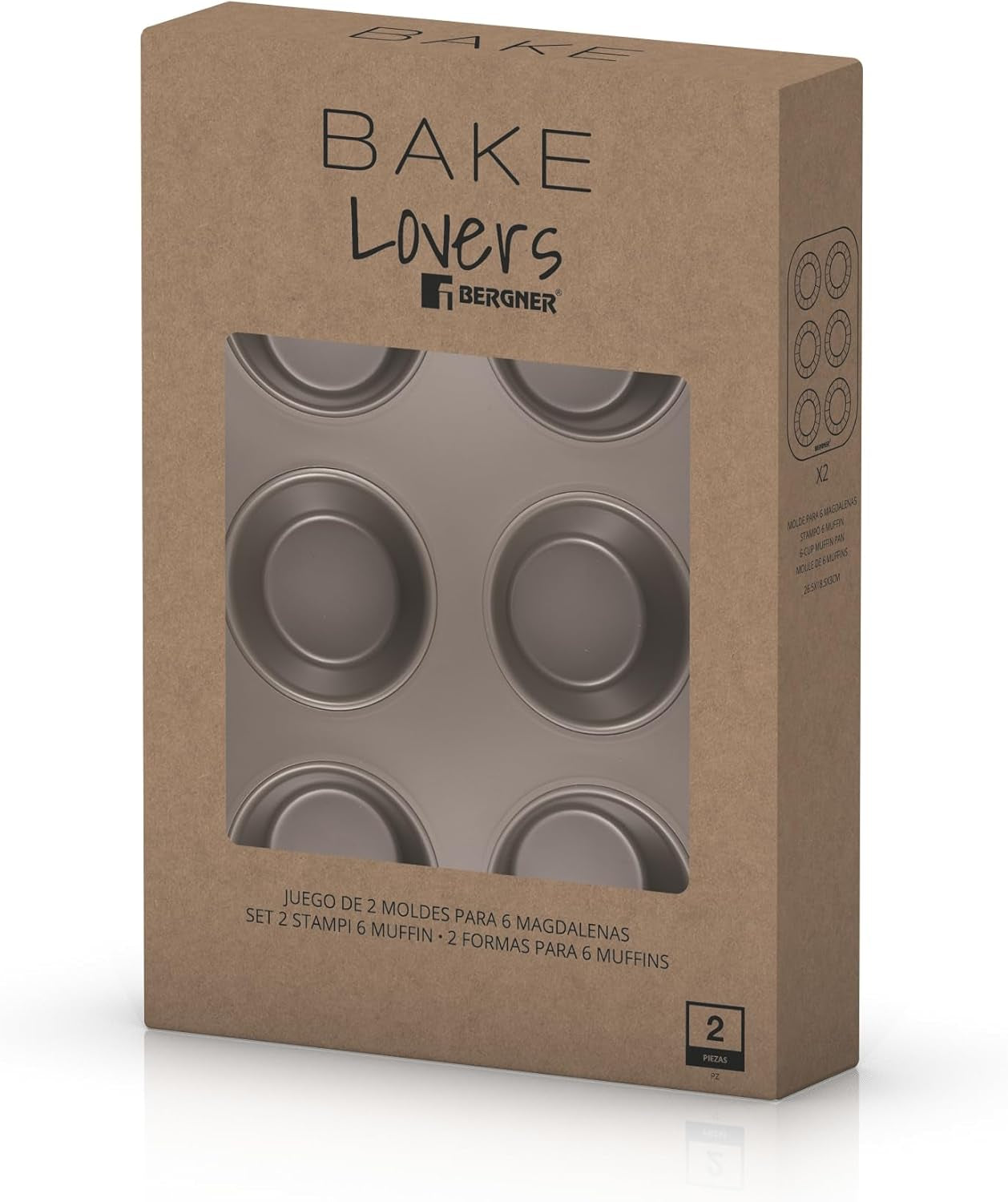 BERGNER BAKING LOVERS - Set Von 2 X 6 Cup Muffinformen - Kohlenstoffstahl Mit Ilag Essential, PFOA Frei, Leicht Zu Reinigen Formar och brickor för bakning Naty Shop